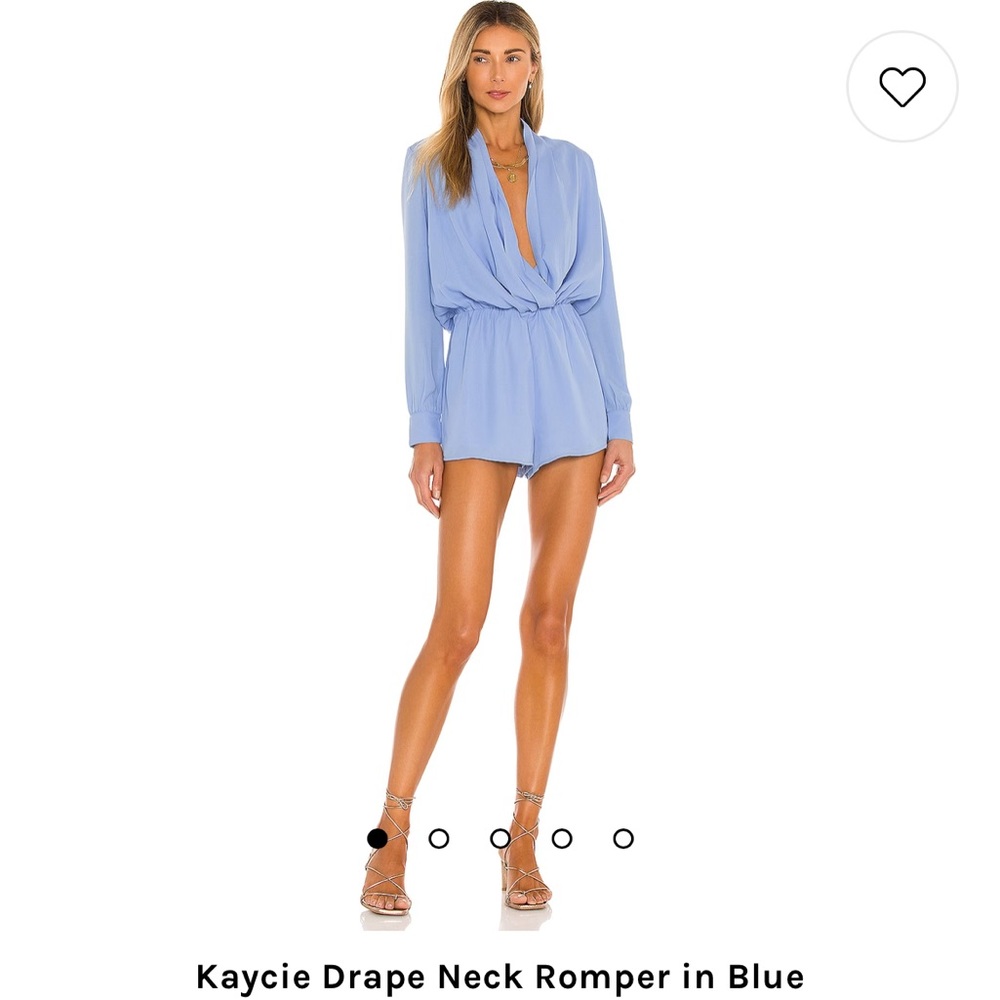 Kacie Drape Neck Romper in Blue